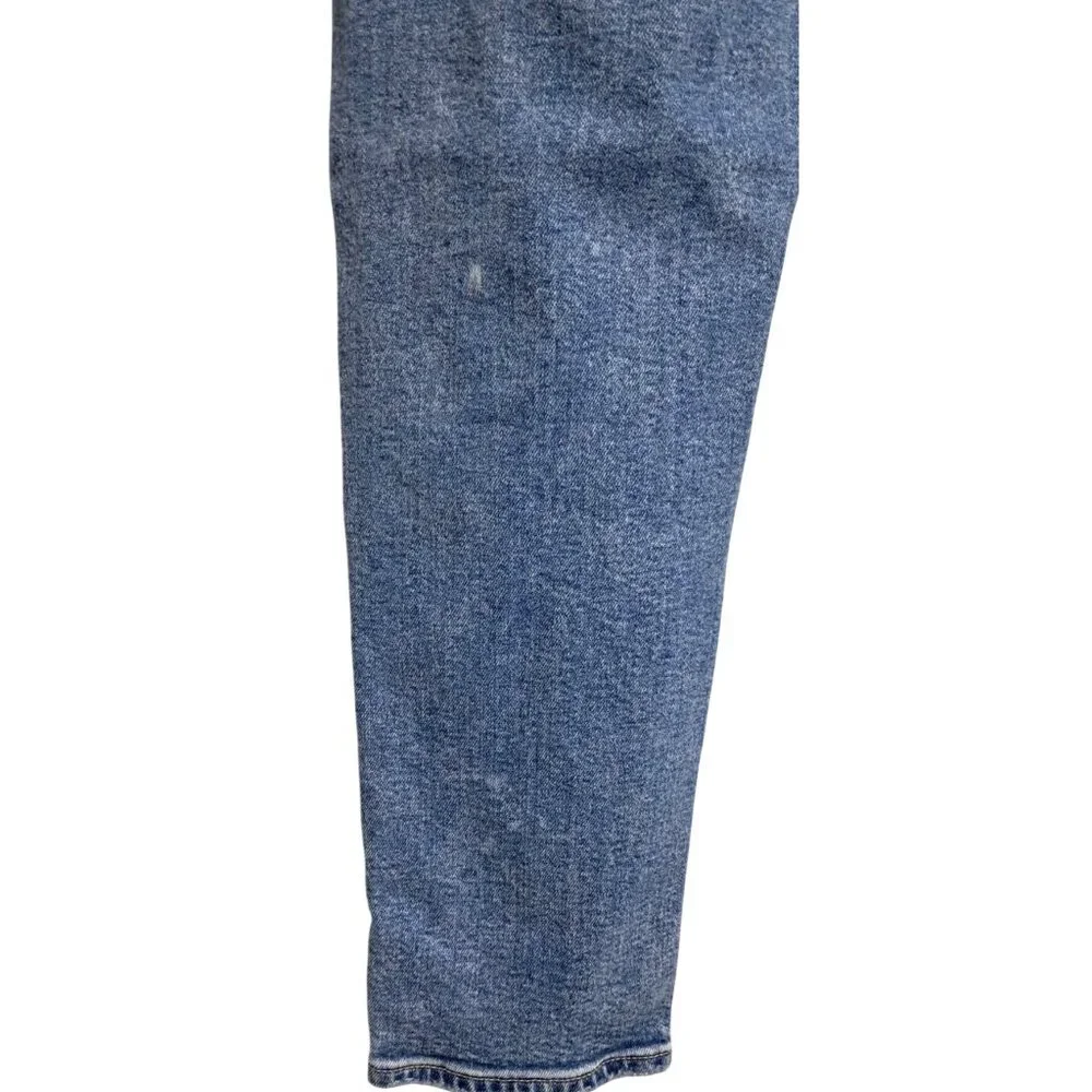 American Eagle Mom Jeans‎ Sz 2 Short Light Wash Distressed Ripped Denim Stretch